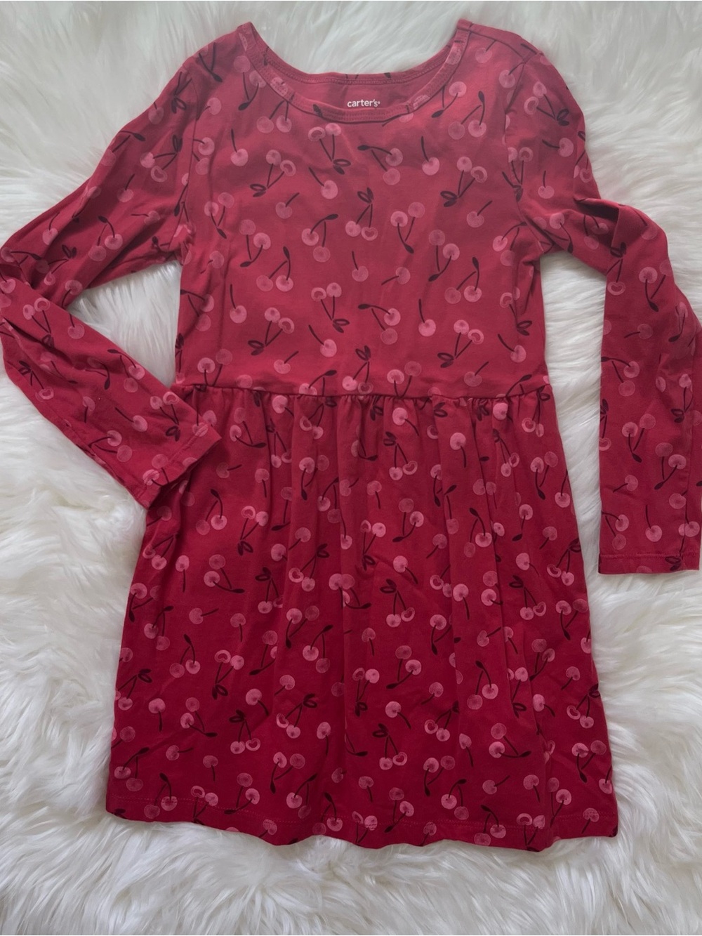 NWOT Red Cherry-Print Long Sleeve Dress